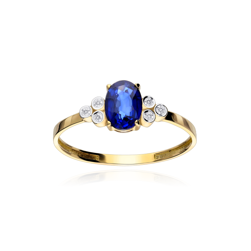 Anillo Oro 18k, zafiro y diamantes 0.04cts "Barile"