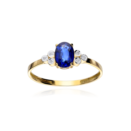 Anillo Oro 18k, zafiro y diamantes 0.04cts "Barile"
