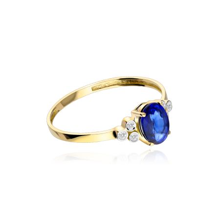 Anillo Oro 18k, zafiro y diamantes 0.04cts "Barile"