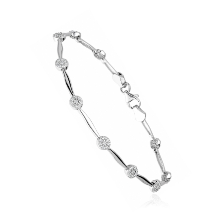 Pulsera Oro Blanco 18k y circonitas "Luján"