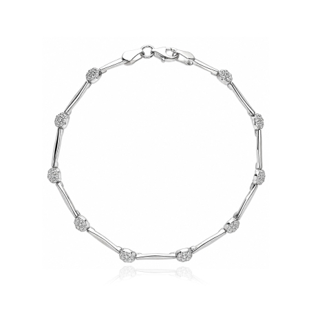 Pulsera Oro Blanco 18k y circonitas "Luján"