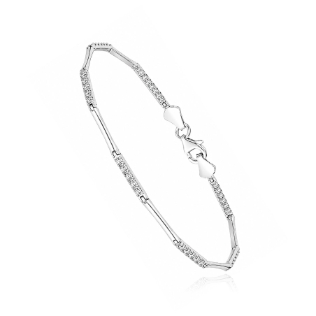 Pulsera Oro blanco 18k y circonitas "Regina"