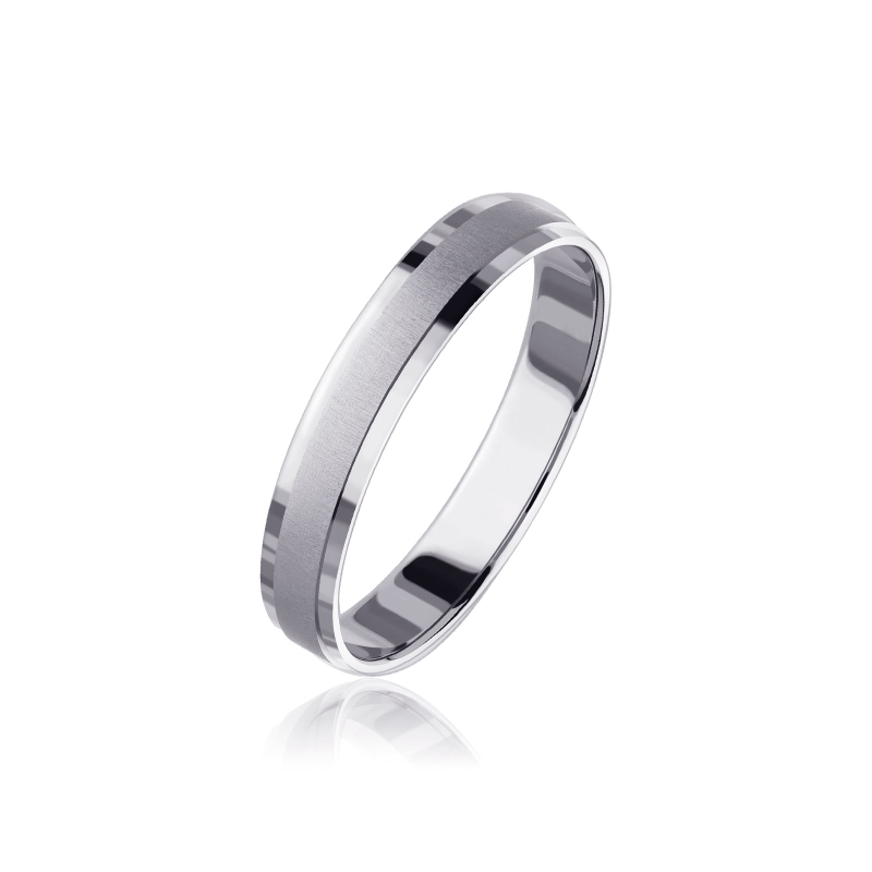 Alianza Nexo Oro blanco 18k estriada cantos pulidos