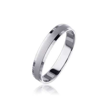 Alianza Nexo Oro blanco 18k estriada cantos pulidos