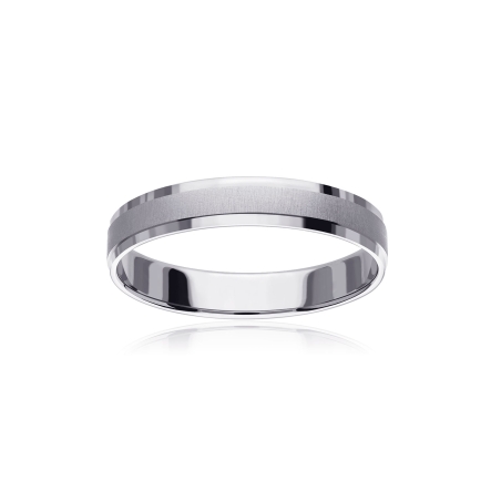Alianza Nexo Oro blanco 18k estriada cantos pulidos