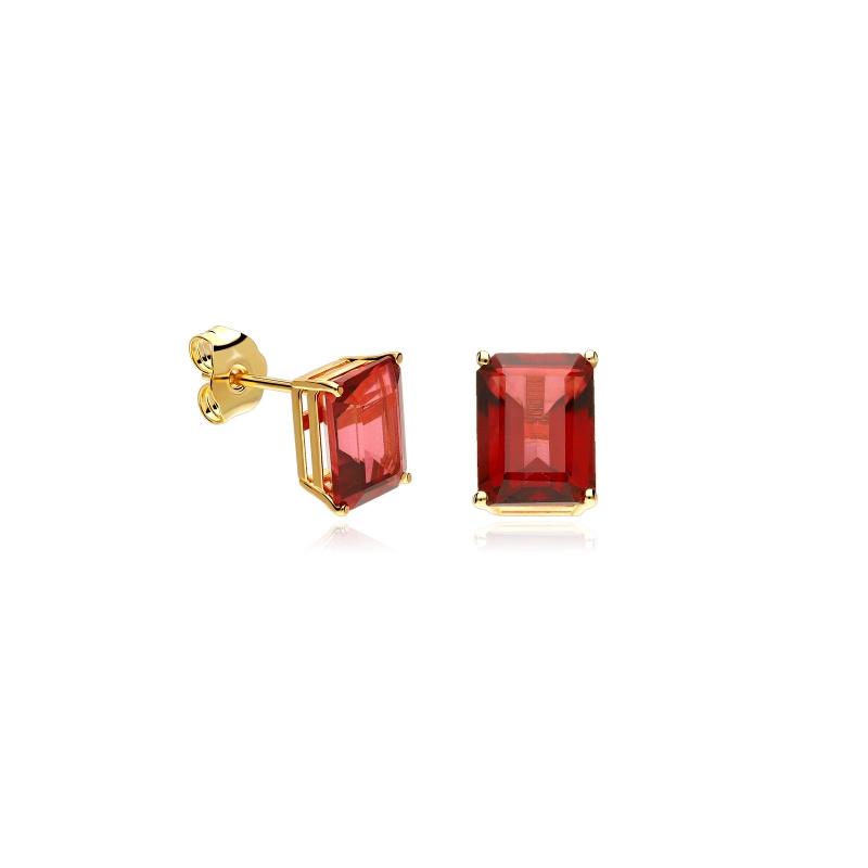 Pendientes Oro 18k y topacios rojos "Wanda"