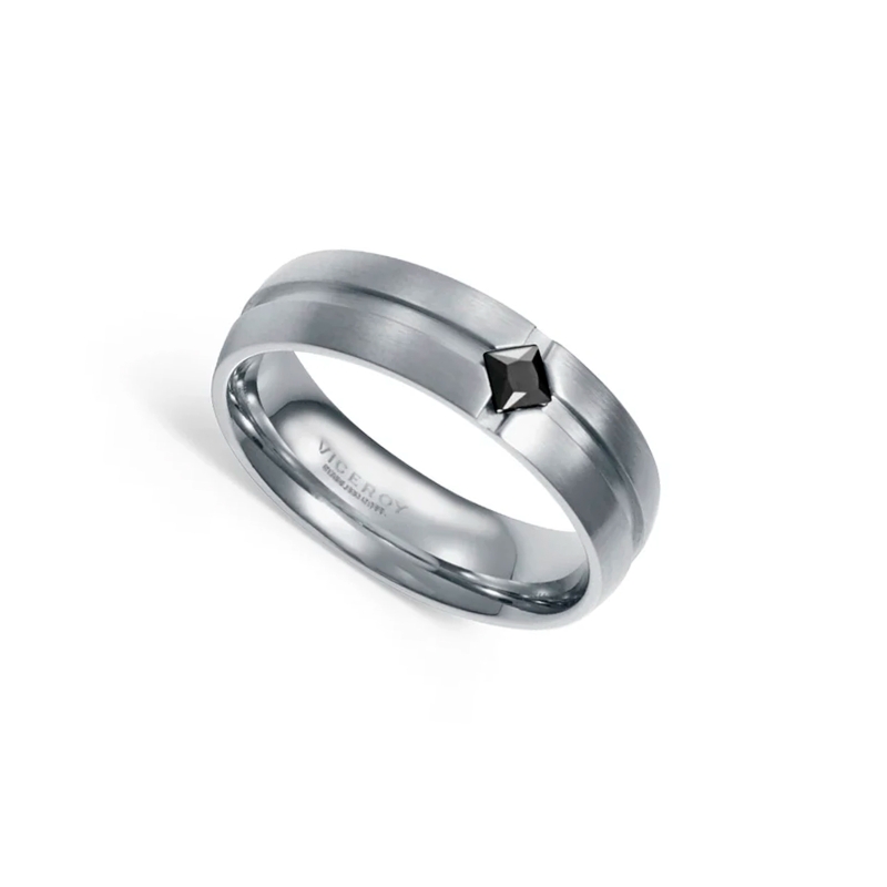 Anillo Viceroy acero y circonita negra 14388A0