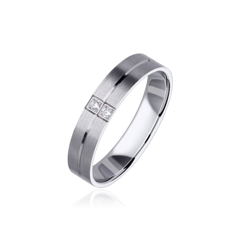 Alianza Nexo Oro blanco 18k satinada diamantes línea