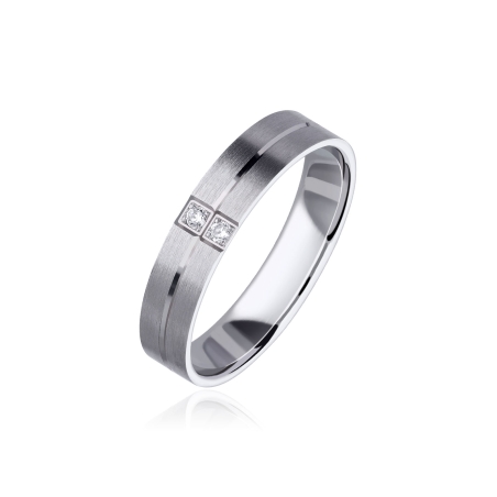 Alianza Nexo Oro blanco 18k satinada diamantes línea
