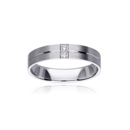 Alianza Nexo Oro blanco 18k satinada diamantes línea
