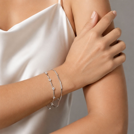 Pulsera Oro blanco 18k y circonitas "Regina"