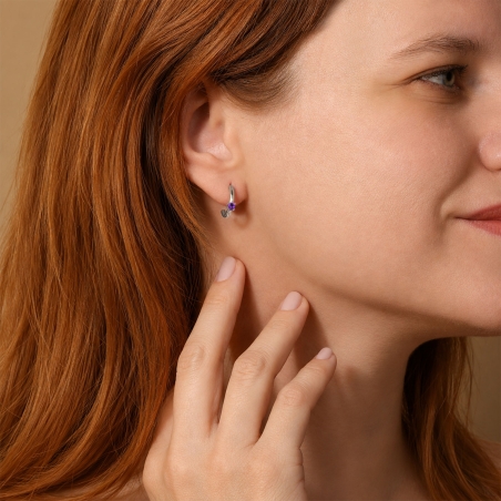 Pendientes Plata primera ley y circonita lila "Maily"