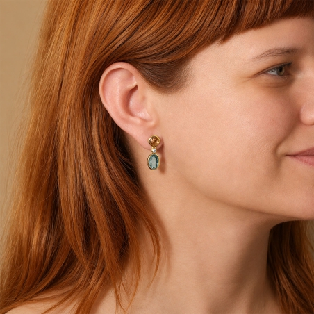 Pendientes Plata baño Oro con circonitas "Monroe"