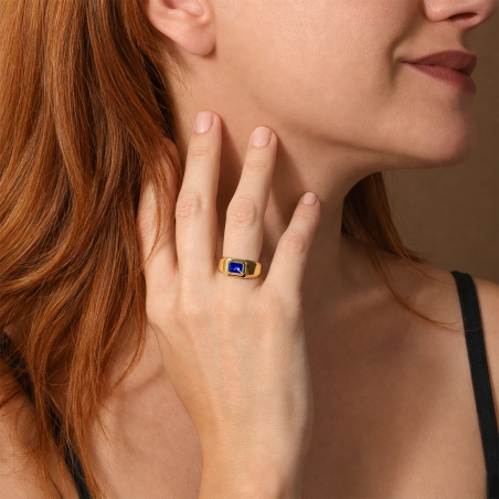 Anillo Oro 18k y gema azul "Laufey"