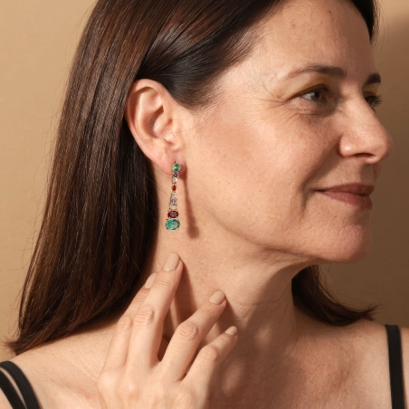 Pendientes Plata baño Oro con circonitas "Frida"