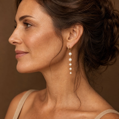 Pendientes Plata y baño Oro perlas "Amala"