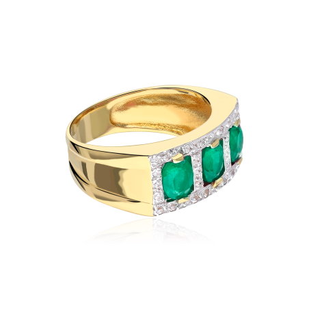 Anillo oro 18k, circonitas y esmeraldas "Salomé"