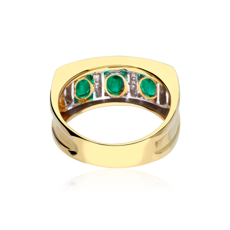 Anillo oro 18k, circonitas y esmeraldas "Salomé"