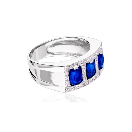Anillo oro 18k, circonitas y zafiros "Salomé"