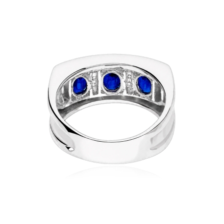 Anillo oro 18k, circonitas y zafiros "Salomé"