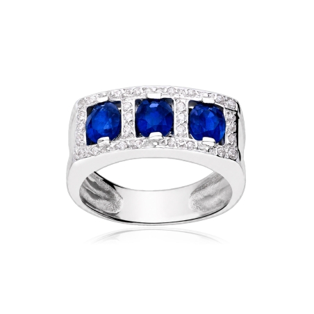 Anillo oro 18k, circonitas y zafiros "Salomé"