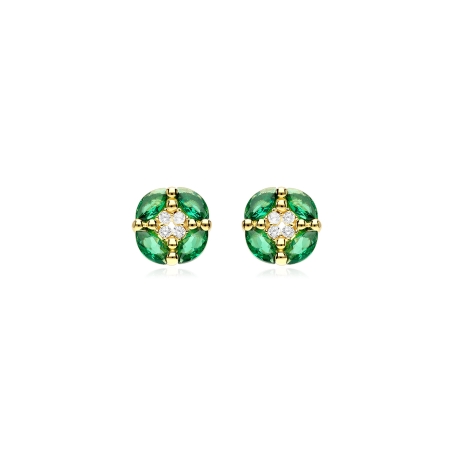 Pendientes Oro 9k y circonitas verdes "Zinnia"