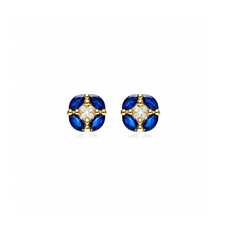 Pendientes Oro 9k y circonitas azules "Zinnia"