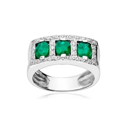 Anillo oro 18k, circonitas y esmeraldas "Salomé"