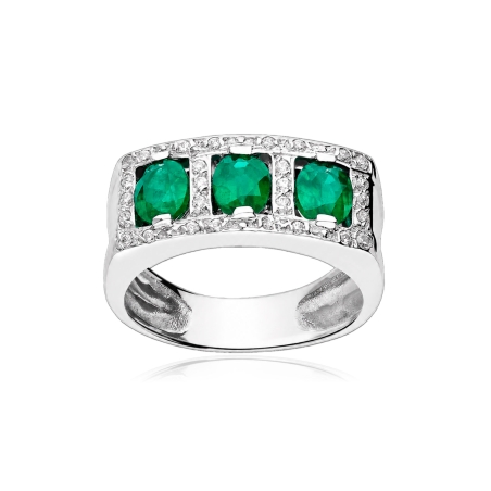 Anillo oro 18k, circonitas y esmeraldas "Salomé"
