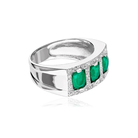 Anillo oro 18k, circonitas y esmeraldas "Salomé"