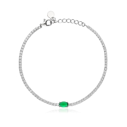 Pulsera Plata primera ley y circonitas verde "Fairylane"