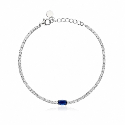 Pulsera Plata primera ley y circonitas azul "Fairylane"