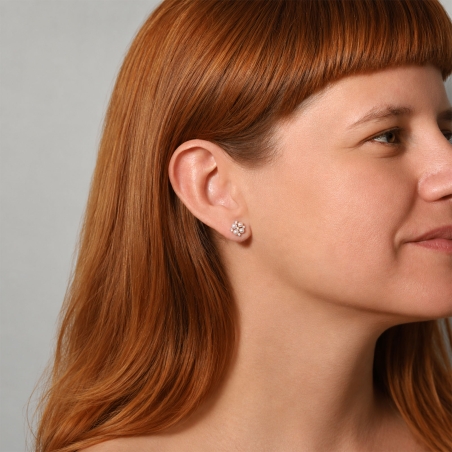Pendientes oro 18k, circonitas y perlas cultivadas "Andrade"