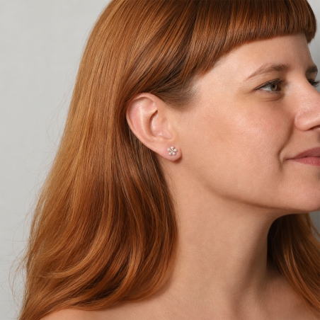Pendientes Oro 18k circonitas y perlas cultivadas "Margarita"