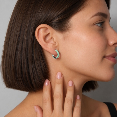 Aros Plata primera ley y esmalte verde "Suchim"