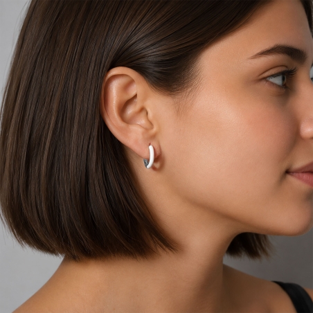 Aros Plata primera ley y esmalte blanco "Suchim"