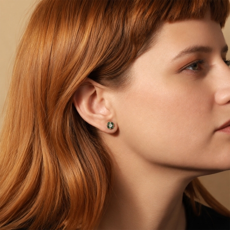 Pendientes Oro 9k y circonitas verdes "Zinnia"