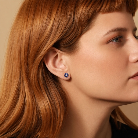 Pendientes Oro 9k y circonitas azules "Zinnia"