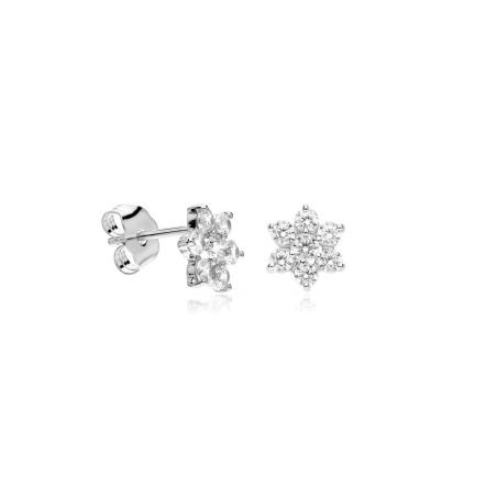 Pendientes oro blanco 9k y circonitas "Delia"