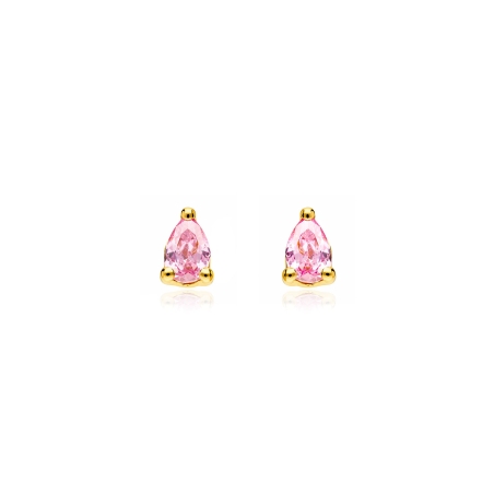 Pendientes oro 9k y circonitas rosas "Kolore"