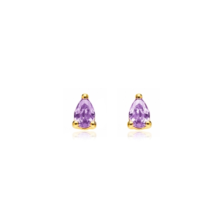 Pendientes oro 9k y circonitas violeta "Kolore"