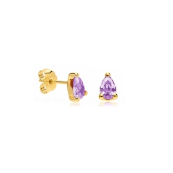 Pendientes oro 9k y circonitas violeta "Kolore"