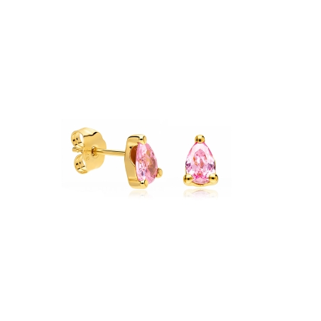 Pendientes oro 9k y circonitas rosas "Kolore"