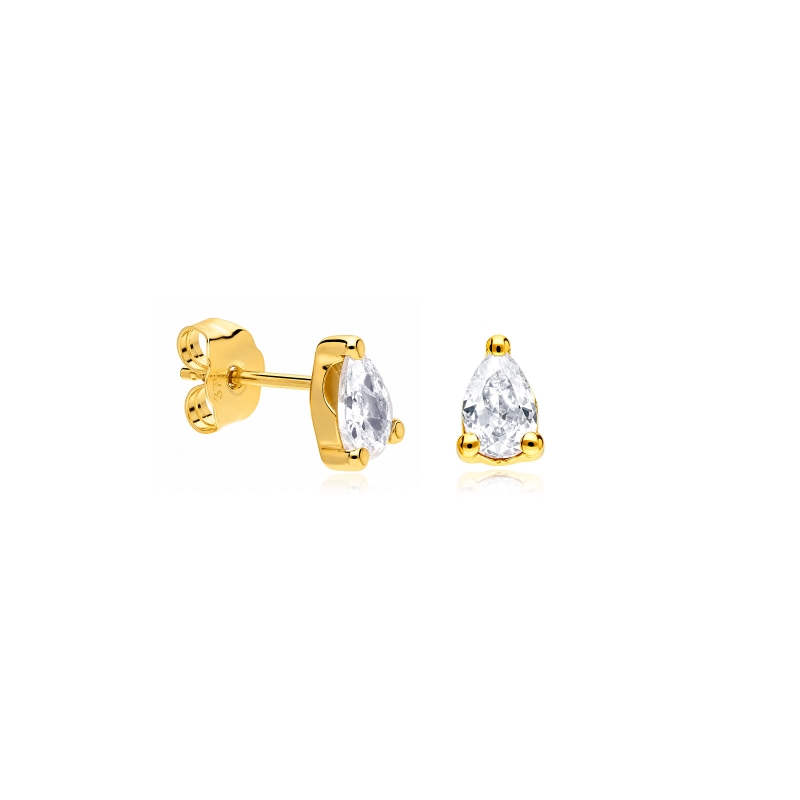 Pendientes oro 9k y circonitas blancas "Kolore"
