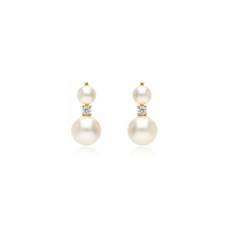 Pendientes oro 9k, circonitas y perlas cultivadas "Denise"