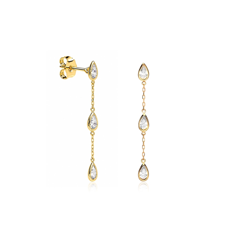 Pendientes oro 18k y circonitas "Tears"