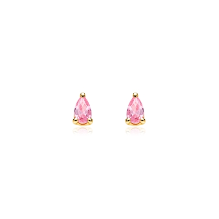 Pendientes oro 9k y circonitas rosas "Kolora"