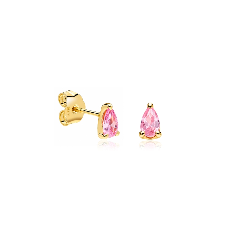 Pendientes oro 9k y circonitas rosas "Kolora"