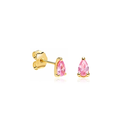 Pendientes oro 9k y circonitas rosas "Kolora"