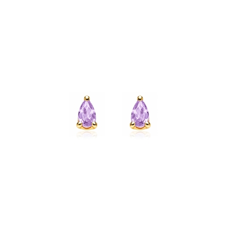 Pendientes oro 9k y circonitas violeta "Kolora"